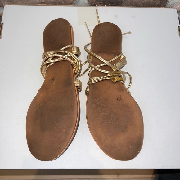 Gold Flats with Stars, Wrap-around Straps - Picture 6 of 9